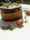 Timbal de berenjena con quinoa y ajvar