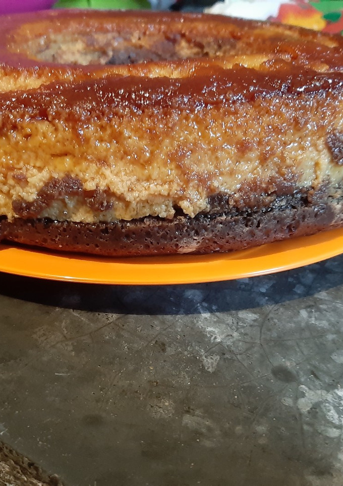 Una foto de Chocoflan. Pastel imposible