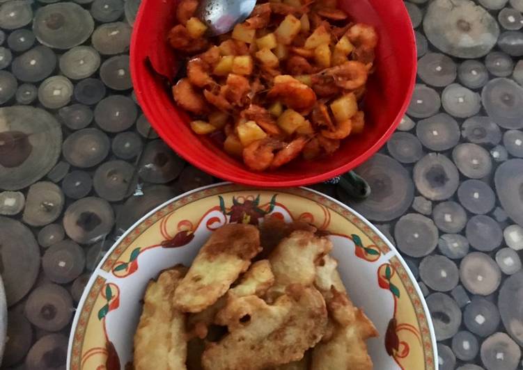 Bagaimana Membuat Kentang udang balado dan tempe tepung yang Menggugah Selera