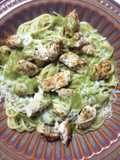 Spaghetti en salsa de chile poblano