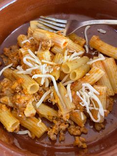Una foto de Macarrones de mozzarella y carne picada
