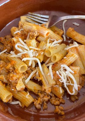 Una foto de Macarrones de mozzarella y carne picada