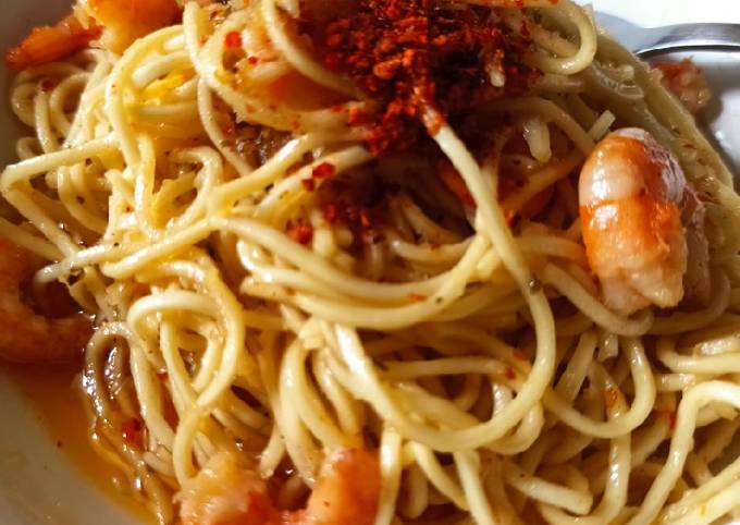 Resep Mie udang agli olio yang Enak Banget