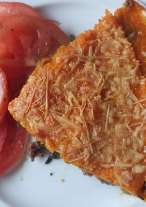 Una foto de Tarta Fer de carne, espinaca, zapallo y boniato