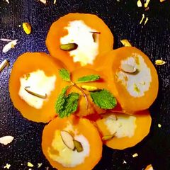A picture of Stuffed kesar mango kulfi.