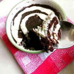 A picture of Zebra Cake Mug Cake #mugcakeweek.