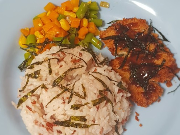 Langkah Mudah untuk Menyiapkan Chicken Katsu sauce Teriyaki mix Vegetables with Red Rice, Sempurna