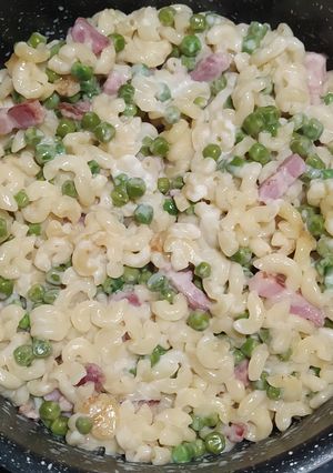 Une photo de Risotto Coquillettes, Petits Pois & Lardons 👩‍🍳