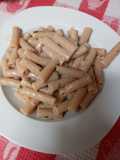 Pasta con crema de panitas de ave
