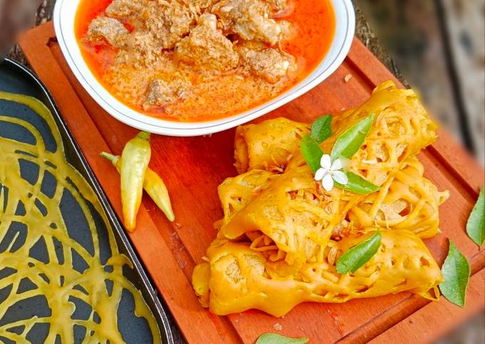 Cara membuat Ragit/Roti jala Kari Daging NY. LIEM Cara membuat Ragit/Roti jala Kari Daging NY. LIEM