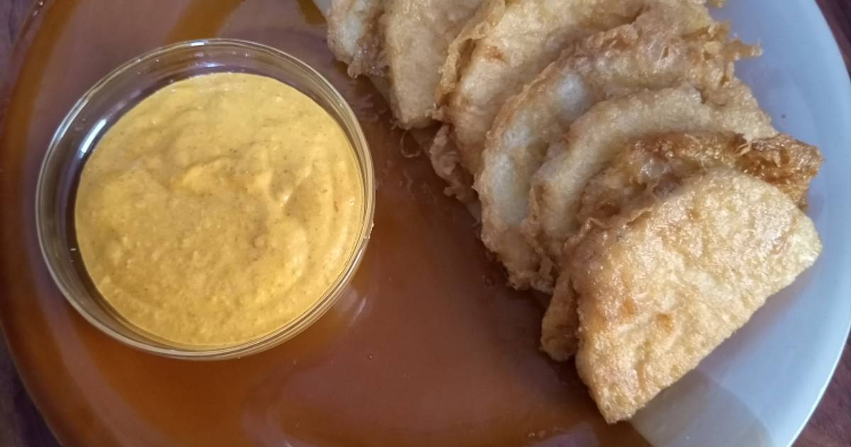 Fried yam coated with egg and spicy fry sauce Recipe by MJ's Kitchen