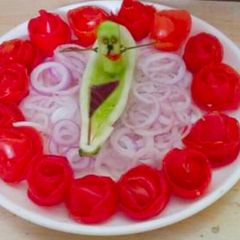 Cucumber and Tomato Flowers Salad A picture of Cucumber and Tomato Flowers Salad.