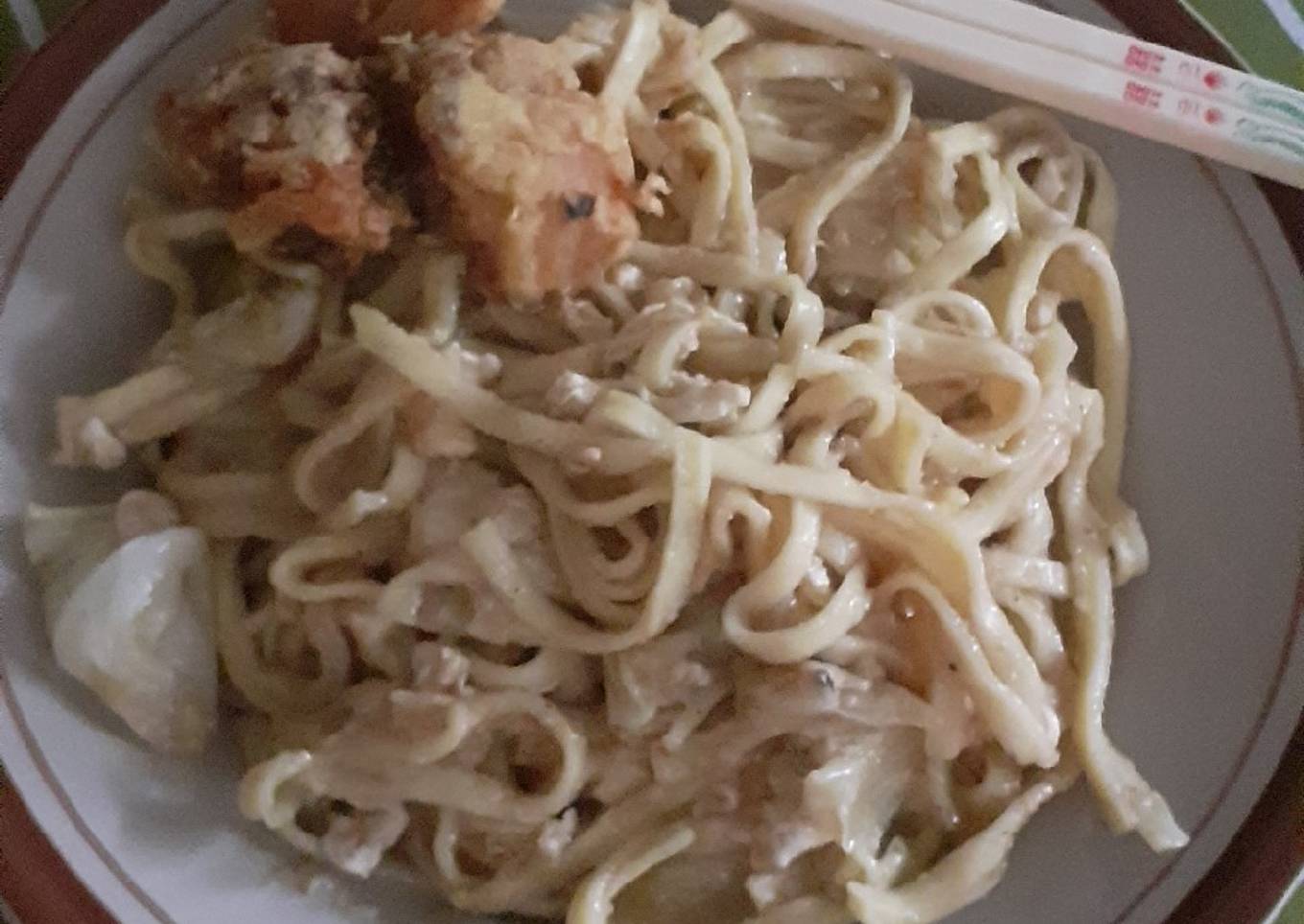 Resep Creamy Noodle Lada Hitam Fried Chicken Anti Gagal