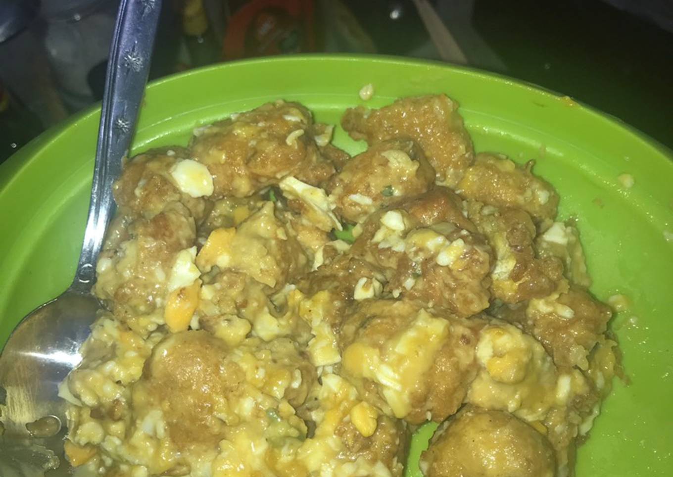 Bola tempe saos telur asin