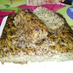 A picture of Eggless Banana Steamed Cake (no mixer, no telur, no oven).