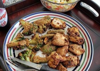 Easiest Way to Make Perfect Fried Chicken  with fried broccoli  and fried avocado 