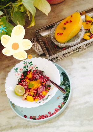 A picture of Mango Chatpata Salad (Masala Bundi with Mango salad) 🥗.