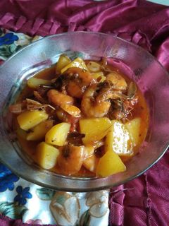 Foto resep Asam manis kentang udang bumbu sarden