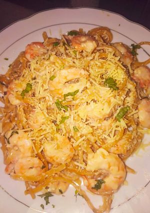 Una foto de Pastas con camarones 🦐
