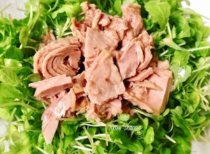 Hình của món Salad Cải Mầm Cá Ngừ Ngâm Dầu.
