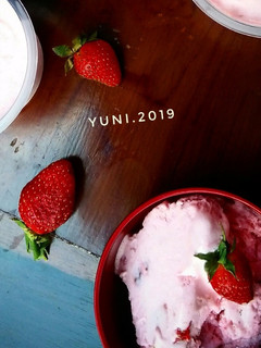 Foto resep Es krim strawberry nangka