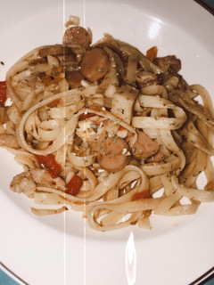 Foto resep Fettuccine aglio olio sosis