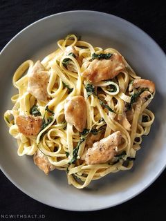 Foto resep Creamy Chicken Spinach Fettuccine