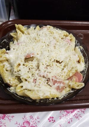 Pesto s tészta sajttal (+virsli+majonéz) recept fotója