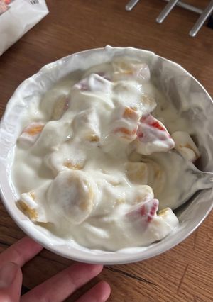 Une photo de Salade de fruits au fromage blanc