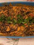 Squid ink pasta with calamari