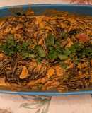 Squid ink pasta with calamari