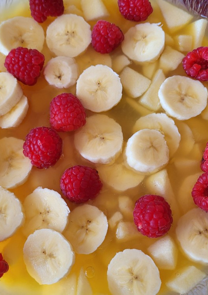 Una foto de Macedonia de frutas