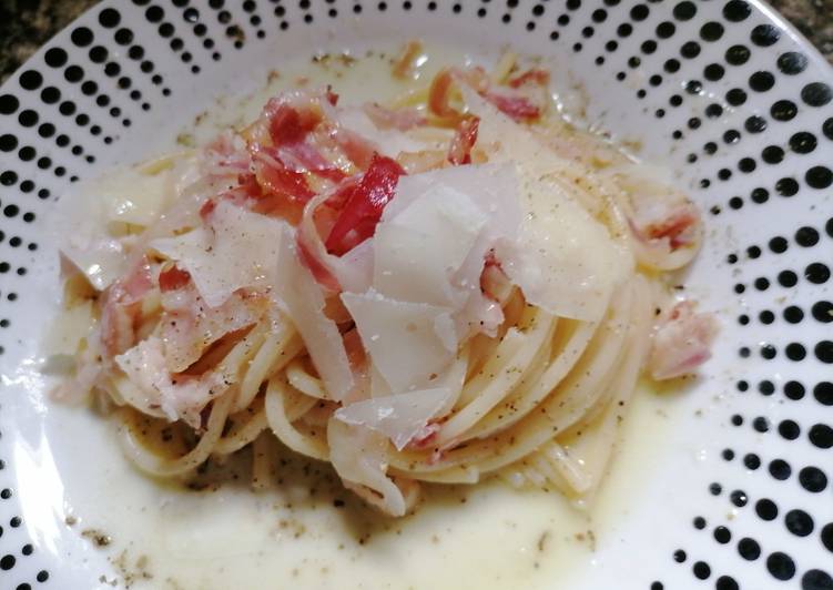 Steps to Make Homemade Spaghetti cacio e pepe &#34;rivisitati&#34;con pancetta sarda croccante