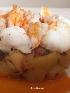 Una foto de Timbal de verduras y bacalao