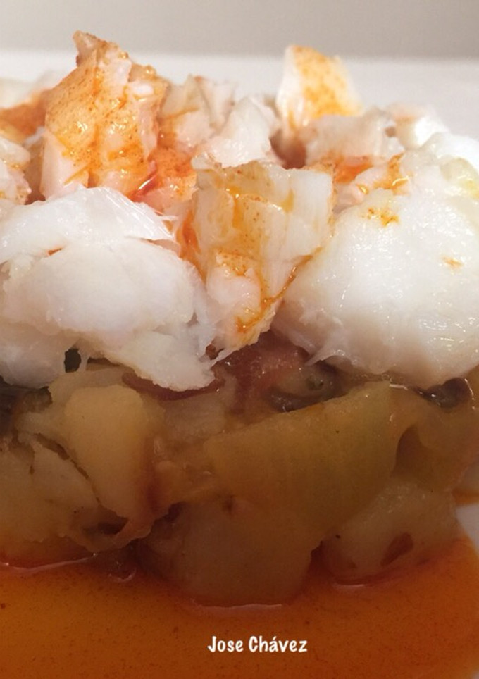 Una foto de Timbal de verduras y bacalao