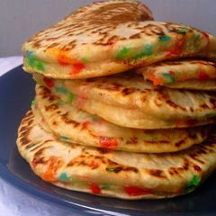 A picture of Coconut Rainbow Sprinkles Pancakes.