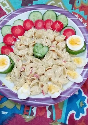 A picture of Egg mayo pasta salad.