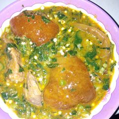 A picture of Okro soup with ogbon.