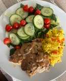 Pollo con champignones y crema (vegano)