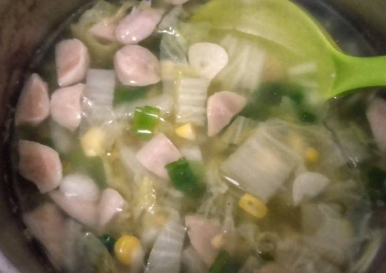 Monday Fresh Nappa Cabbage Corn and Meatballs Soup