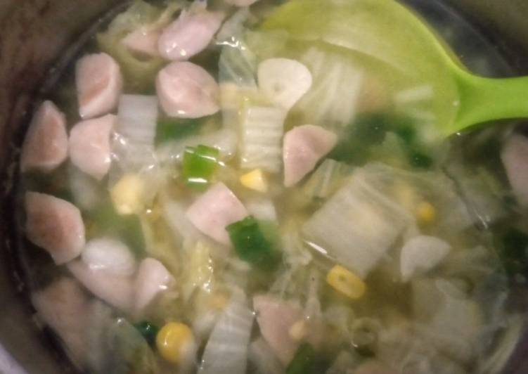 Easiest Way to Prepare Perfect Nappa Cabbage Corn and Meatballs Soup