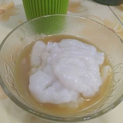 Bubur Sumsum (rice porridge with palm sugar sauce) A picture of Bubur Sumsum (rice porridge with palm sugar sauce).