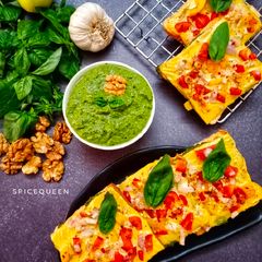 A picture of Basil Walnut Pesto Toasties.
