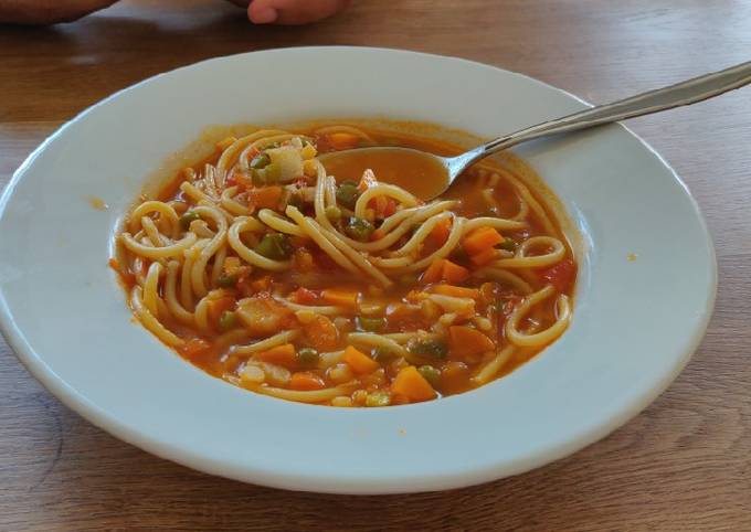 Recipe of Homemade Vegetable noodle soup