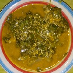 A picture of Oha mixed with egusi soup.