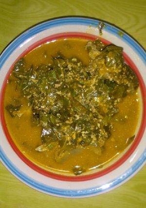 A picture of Oha mixed with egusi soup.