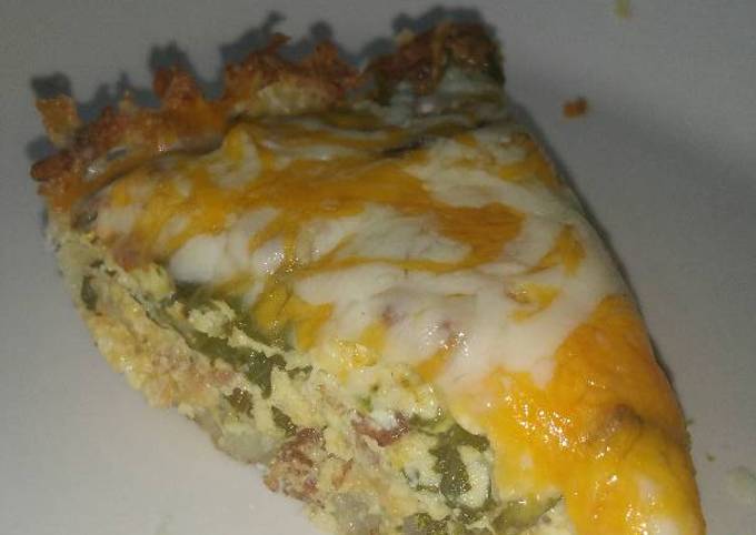 Spinach & Bacon Quiche with hash brown crust