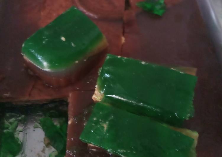 Resep masakan Puding marie choco pandan less sugar 3 layer | Langkah Membuat Puding marie choco pandan less sugar 3 layer Yang Sempurna