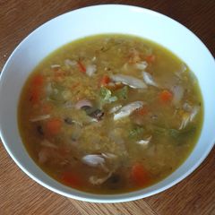 A picture of Pot Luck Chicken & Red Lentil Soup.