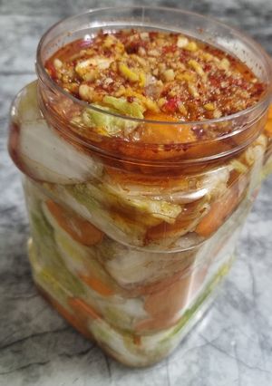 Hình của món Kim Chi Cải Thảo kiểu VN (Cải thảo ngâm chua ngọt ăn liền).